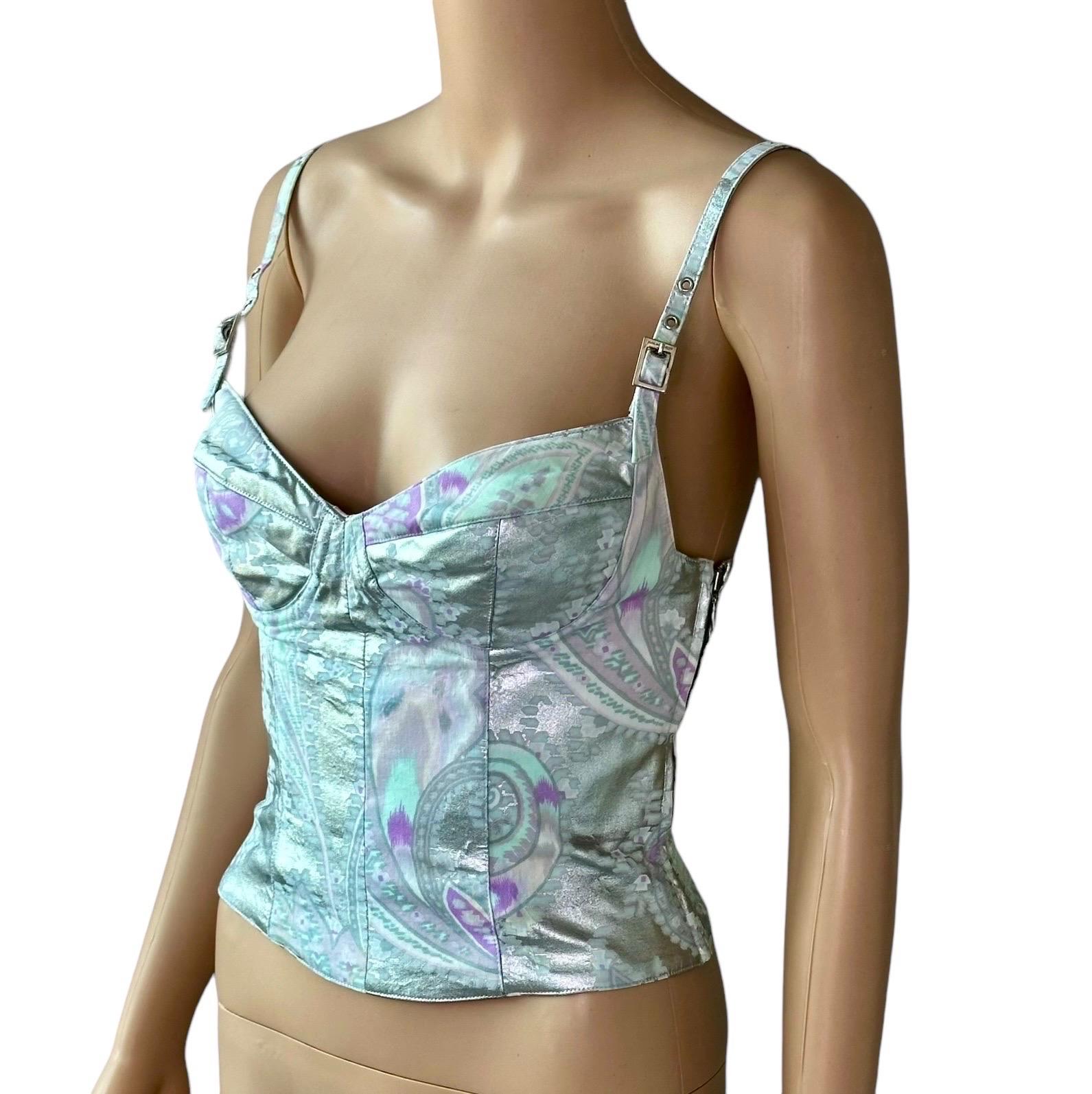 Mugler Vintage c. 2002 Bustier Korsett Metallic Crop Top im Angebot 4