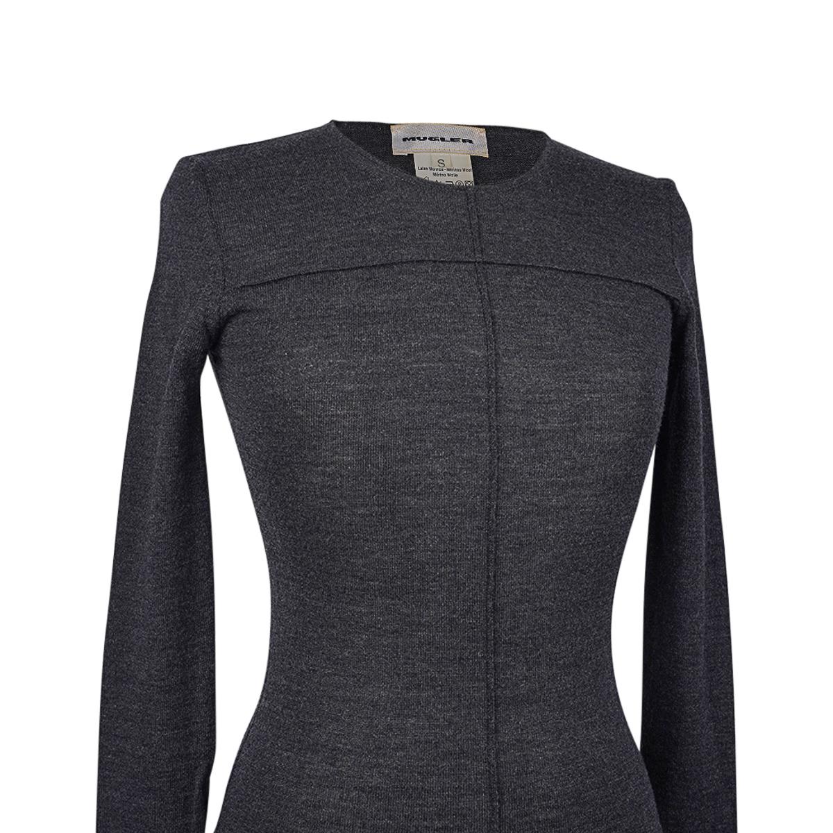 Women's Mugler Vintage Charcoal Gray Knit Top Classic S For Sale