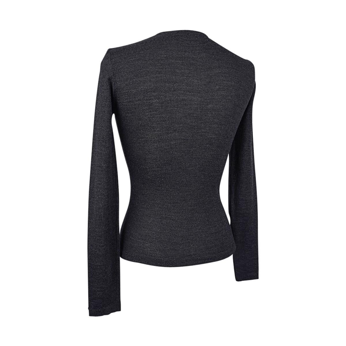 Mugler Vintage Charcoal Gray Knit Top Classic S For Sale 3