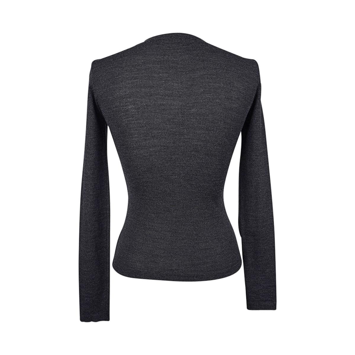 Mugler Vintage Charcoal Gray Knit Top Classic S For Sale 5