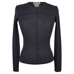 Mugler Vintage Charcoal Gray Knit Top Classic S
