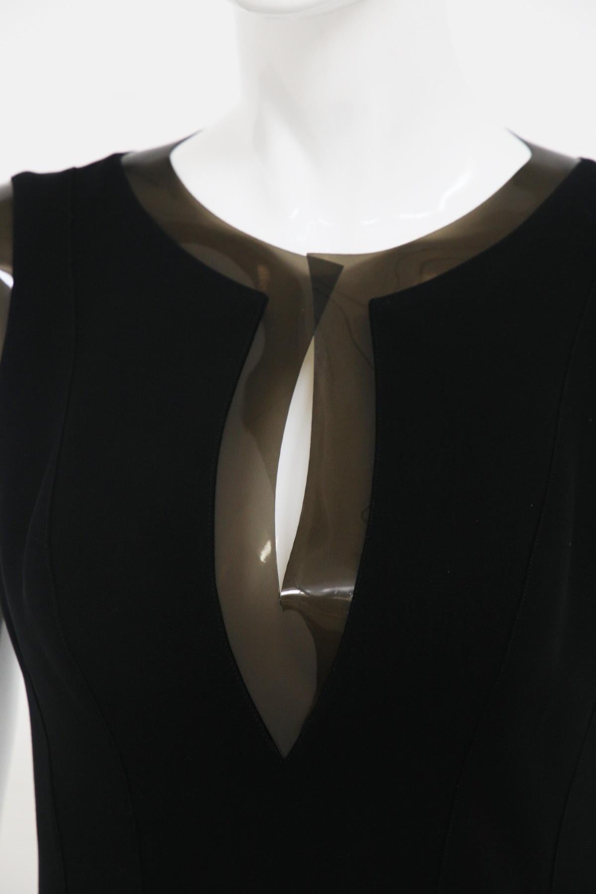 Vestido de cóctel largo vintage Mugler con escote distintivo Negro en venta