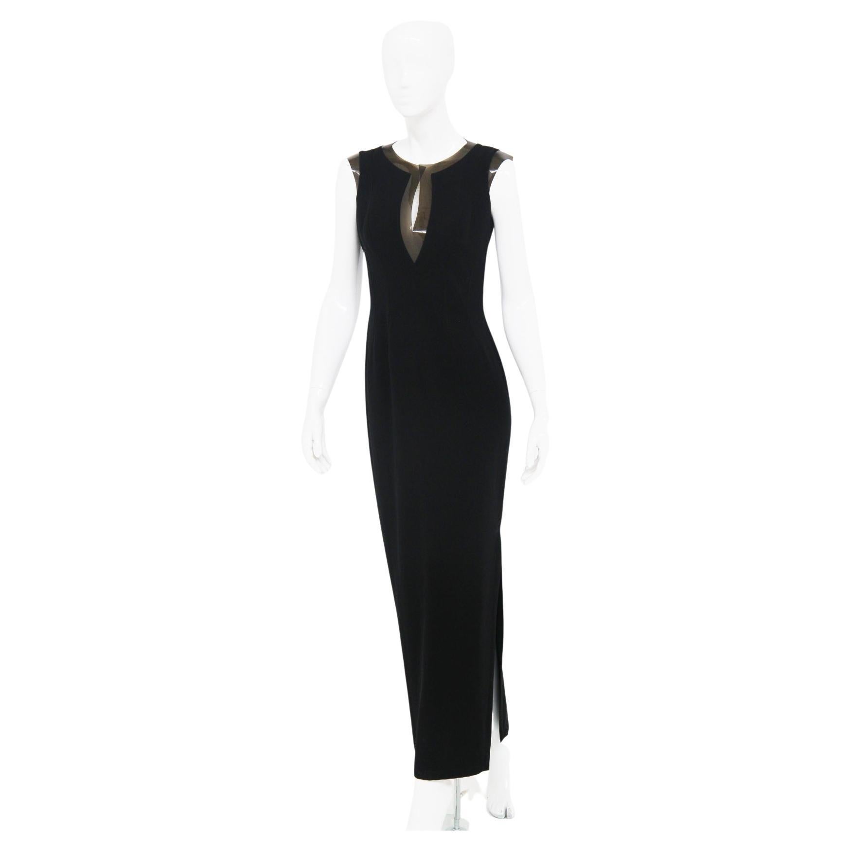 Mugler Vintage Long Cocktail Dress with Distinctive Neckline For Sale