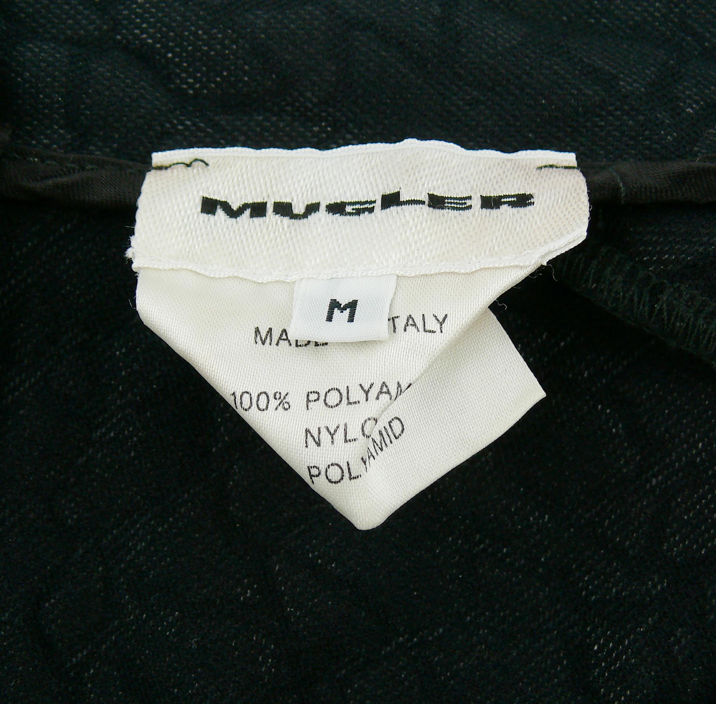 Mugler Vintage Long-Sleeve Black Mesh Bodysuit with Crack Design Size M 5