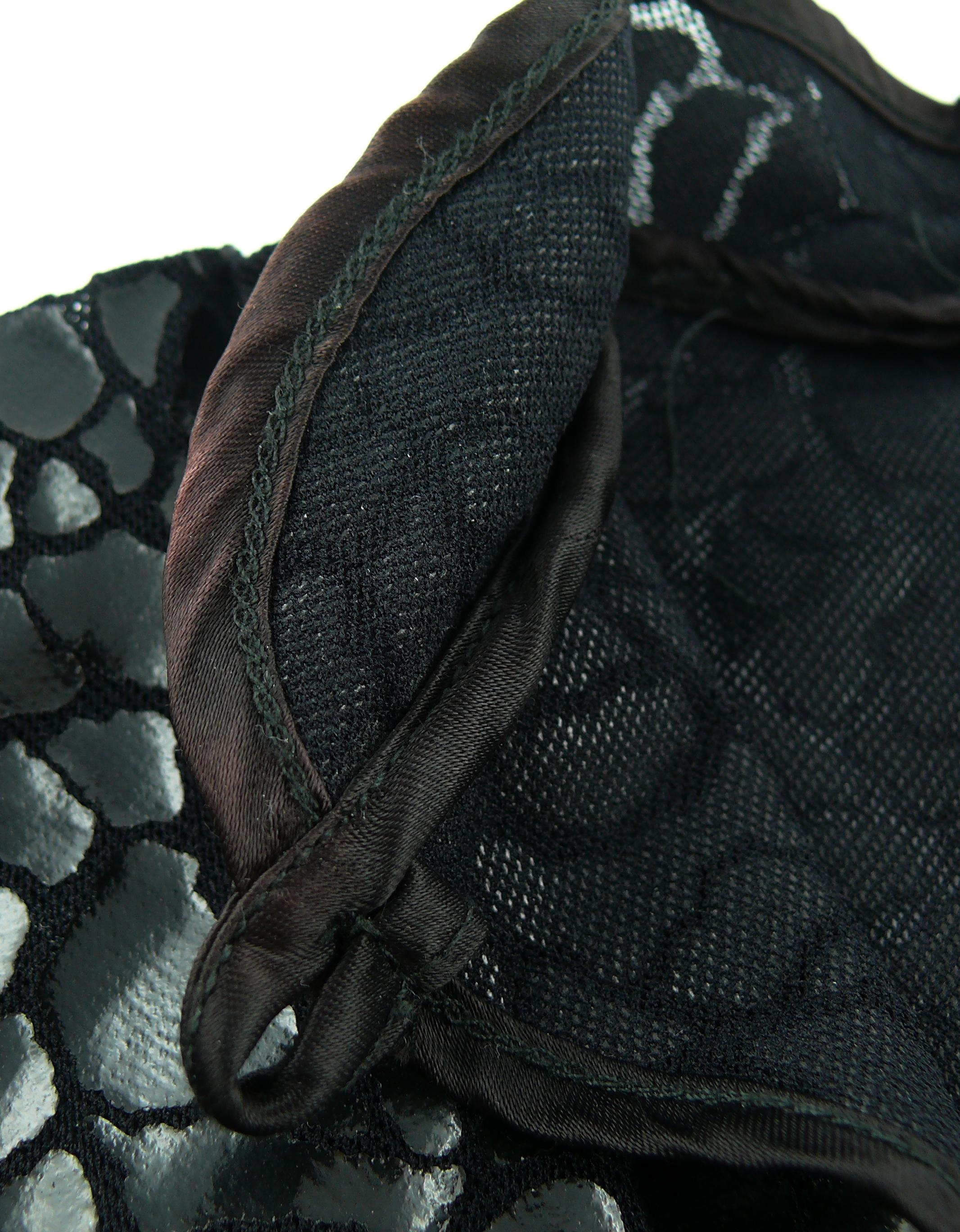 Mugler Vintage Long-Sleeve Black Mesh Bodysuit with Crack Design Size M 7