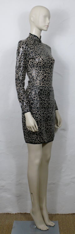 MUGLER Vintage Nude Tone Mesh with Black Crack Design Ensemble Size M