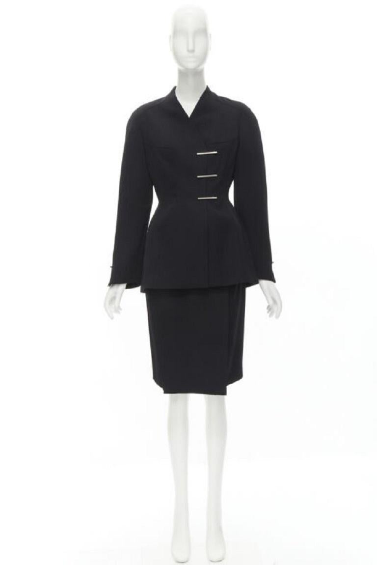 MUGLER Vintage silberner doppelreihiger Stiefelettenrock mit Konturen FR38 S im Angebot 7