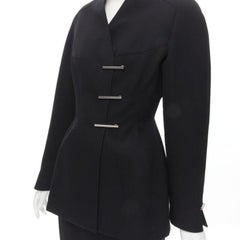 MUGLER Jupe à double boutonnage style péplum à barres argentées vintage FR38 S