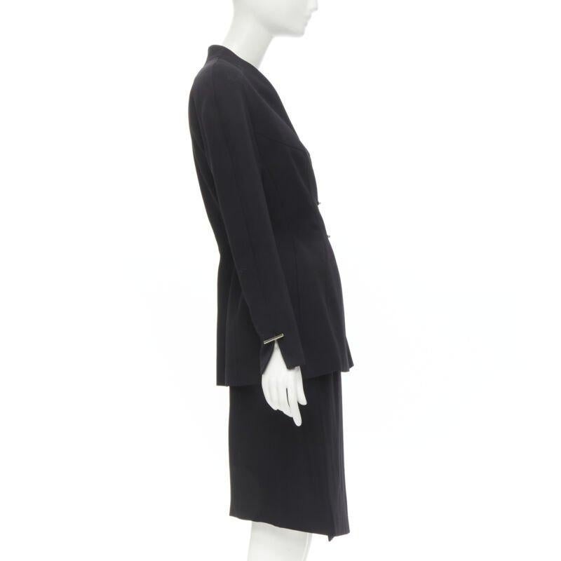 MUGLER Vintage silberner doppelreihiger Stiefelettenrock mit Konturen FR38 S im Zustand „Gut“ im Angebot in Hong Kong, NT