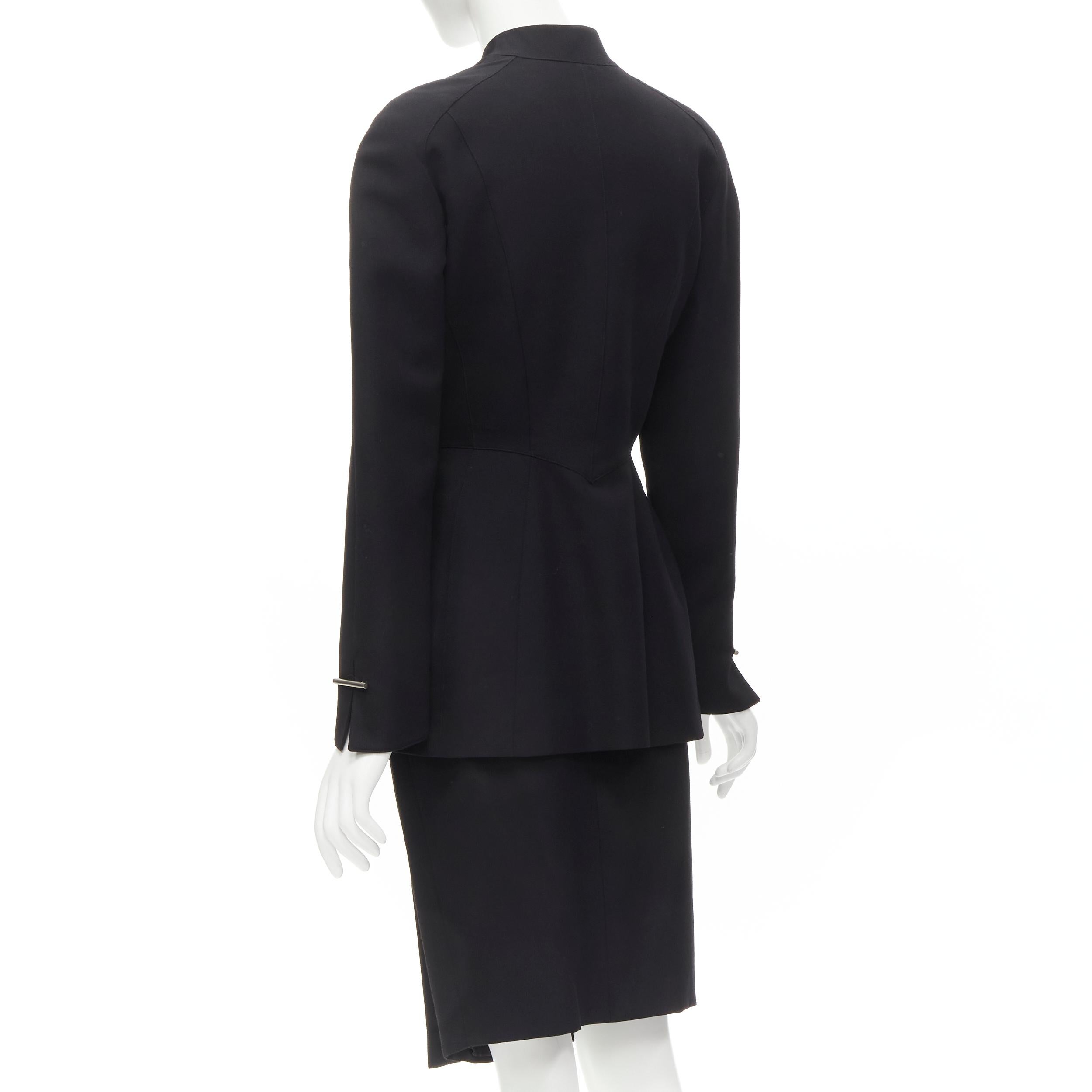 Women's MUGLER Vintage silver bar double breasted contour peplum jacket skirt FR38 S For Sale