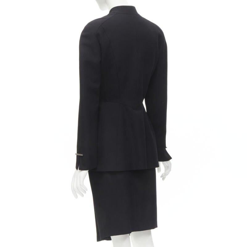 MUGLER Vintage silberner doppelreihiger Stiefelettenrock mit Konturen FR38 S im Angebot 1