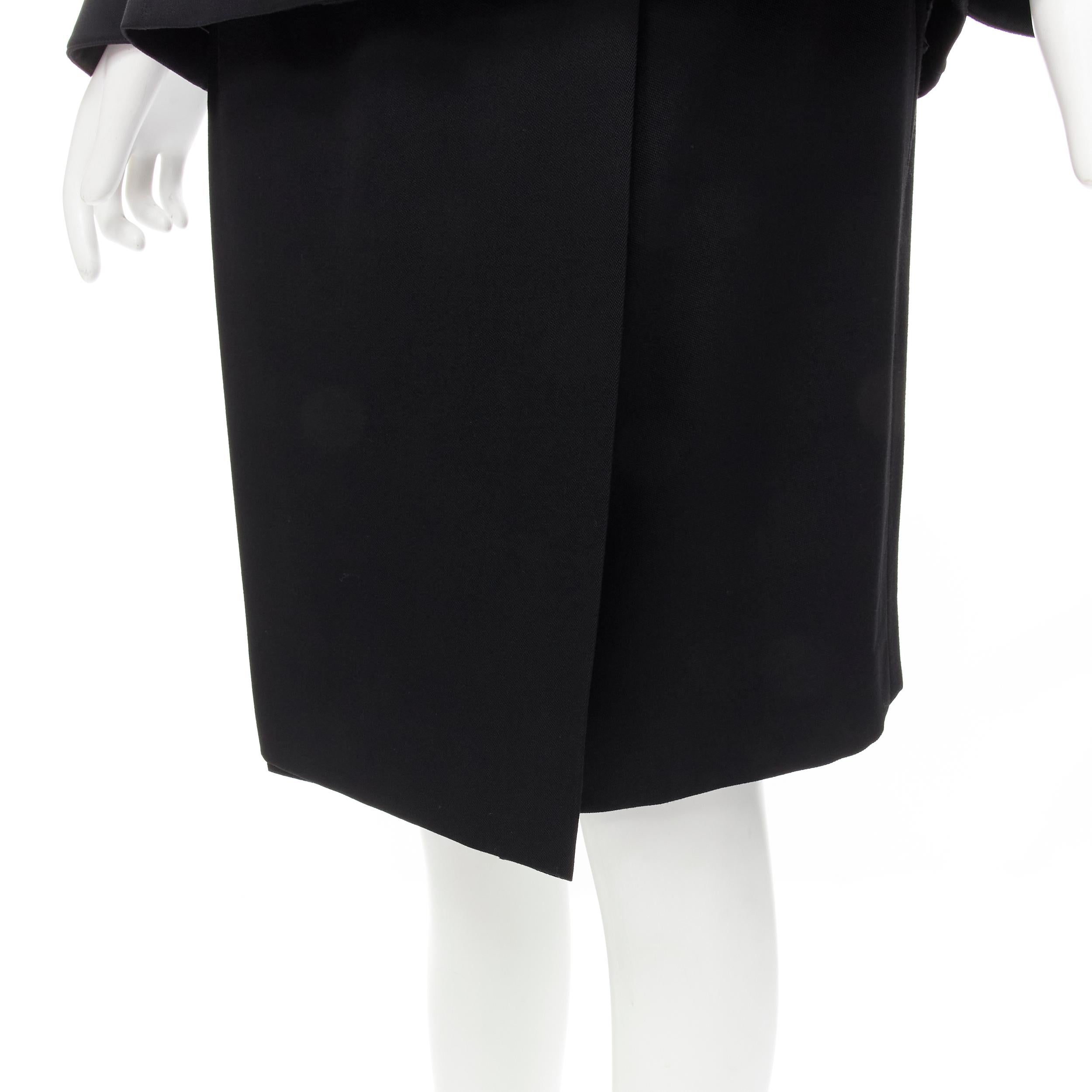 MUGLER Vintage silver bar double breasted contour peplum jacket skirt FR38 S For Sale 2