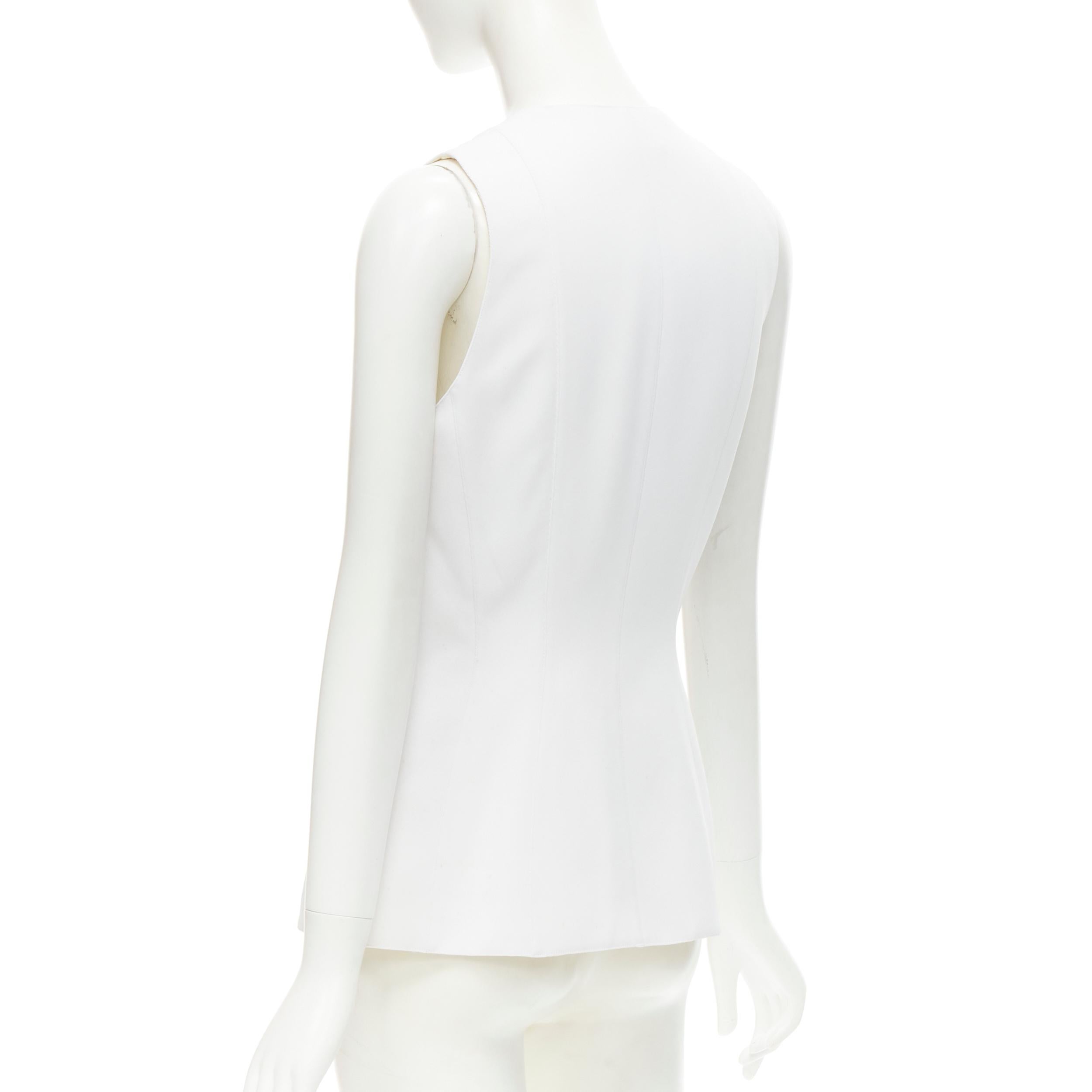 MUGLER VIntage white polyester body sculpted seams silver button vest M 1