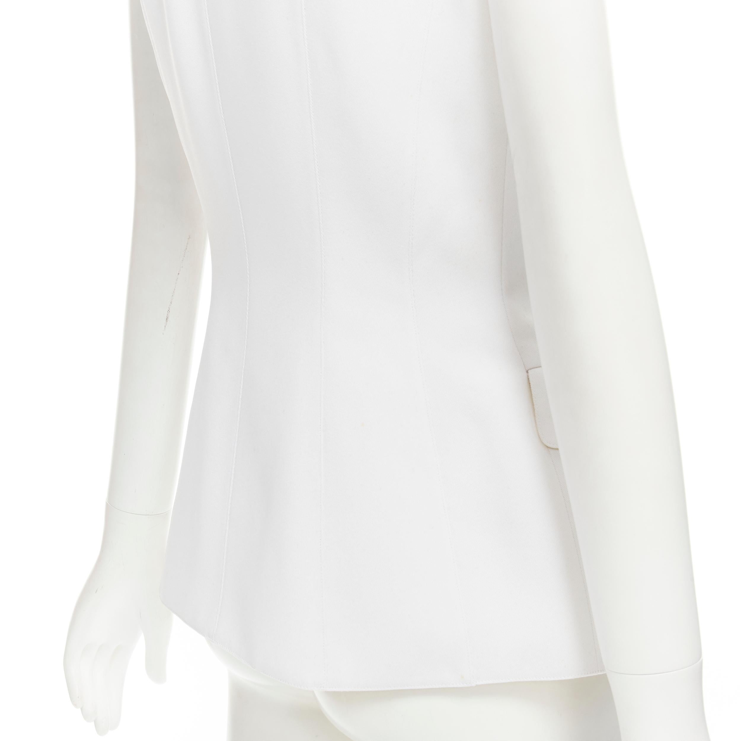 MUGLER VIntage white polyester body sculpted seams silver button vest M 2