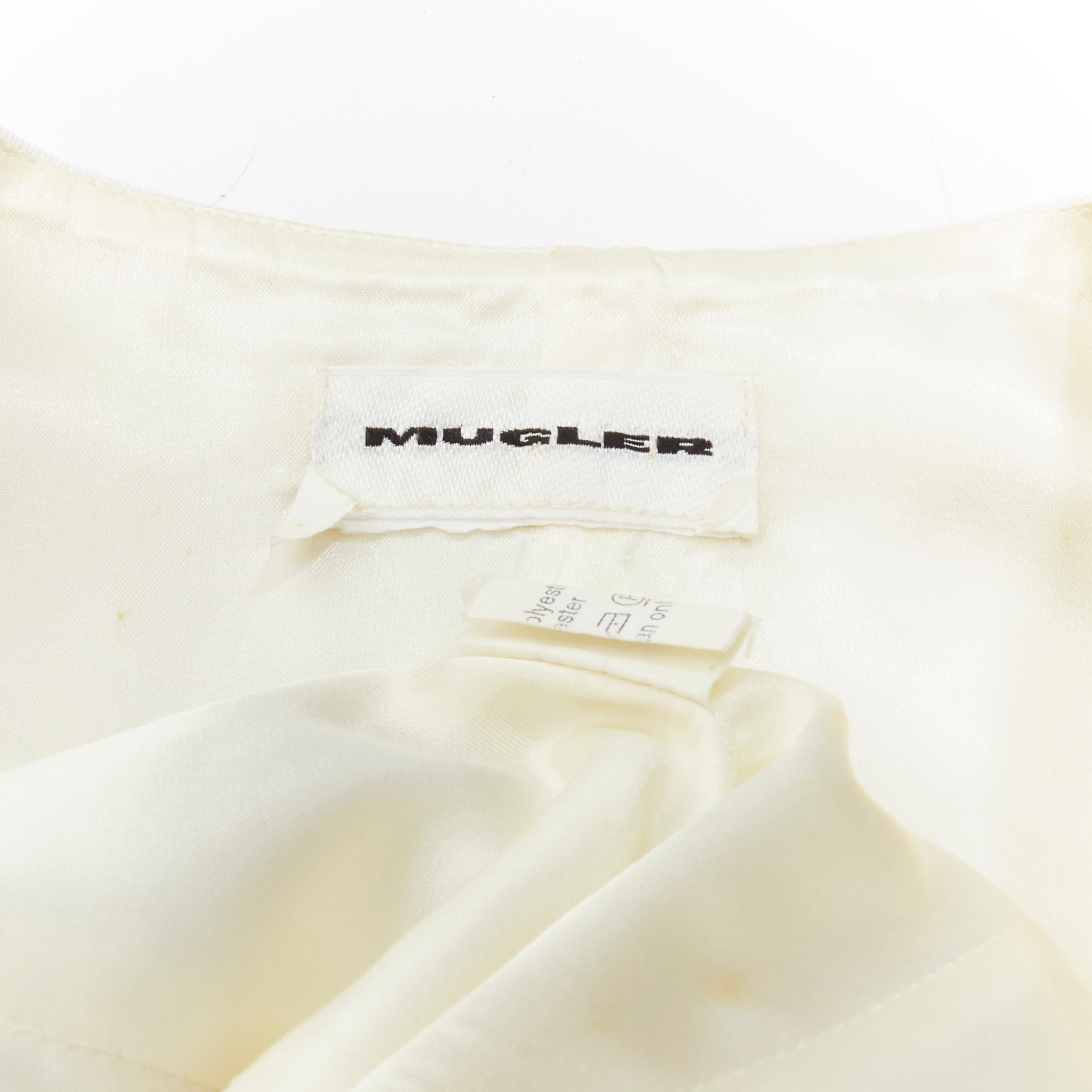 MUGLER VIntage white polyester body sculpted seams silver button vest M 3