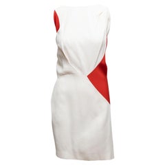 Mugler White & Red Color Block Sleeveless Dress