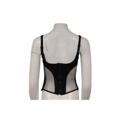 Mugler Womens Bonded Illusion Corset Size Medium Black Semi Sheer Corset Top