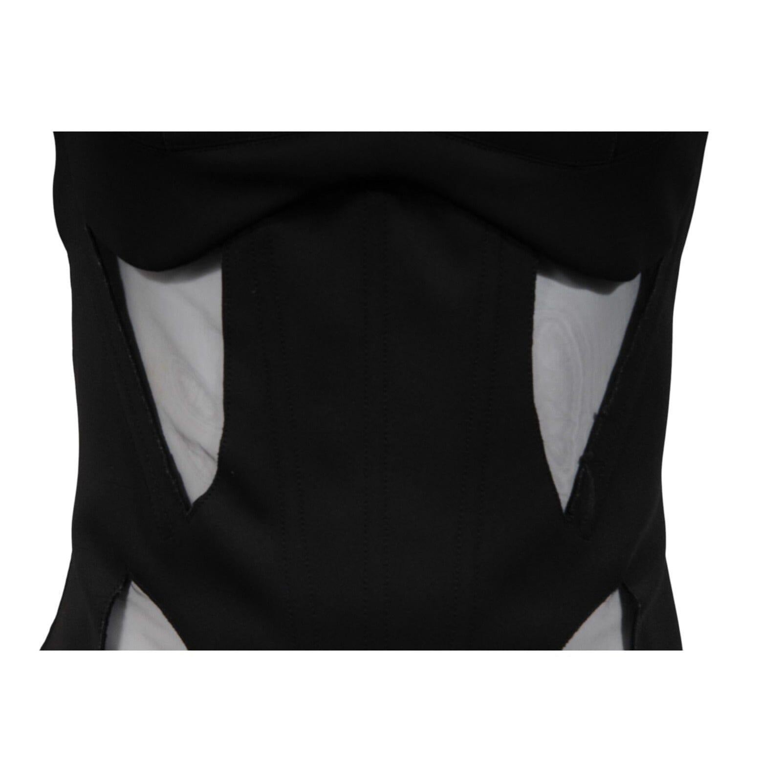 Mugler Womens Bonded Illusion Corset Size Medium Black Semi Sheer Corset Top en Bueno estado para la venta en North Miami, FL