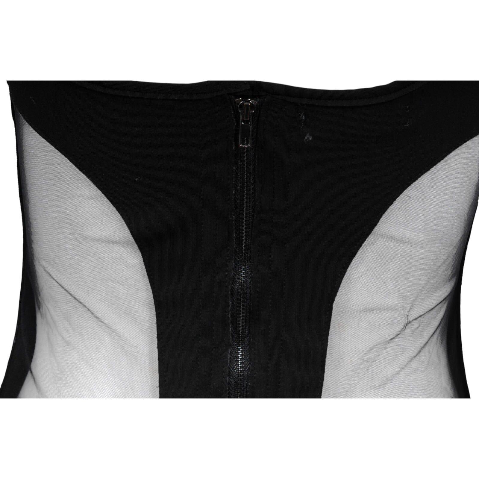 Mugler Womens Bonded Illusion Corset Size Medium Black Semi Sheer Corset Top en venta 3