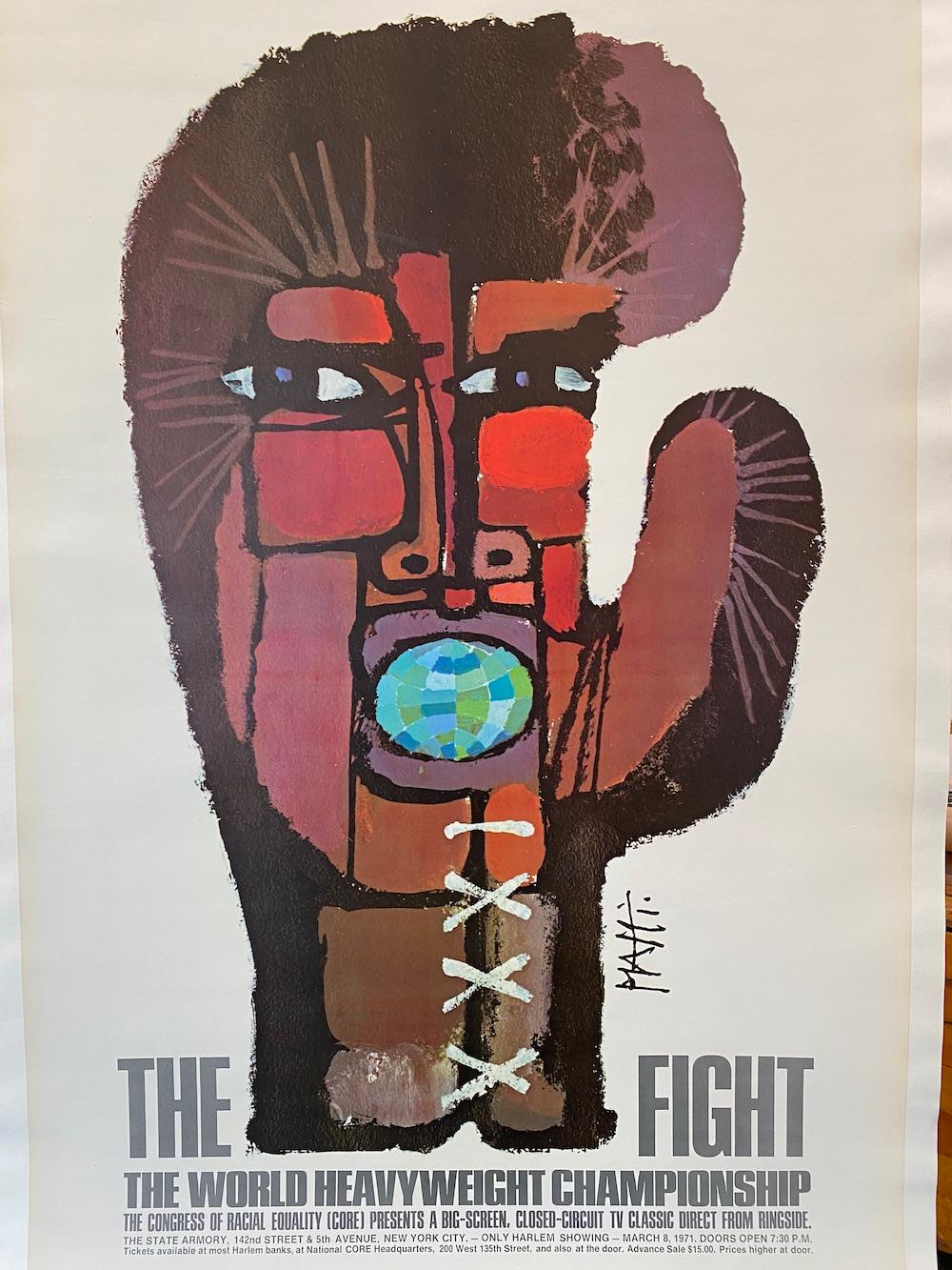 Mid-Century Modern Muhammad Ali 'THE WORLD HEAVYWEIGHT CHAMPIONSHIP' Original Vintage Poster, 1971 For Sale