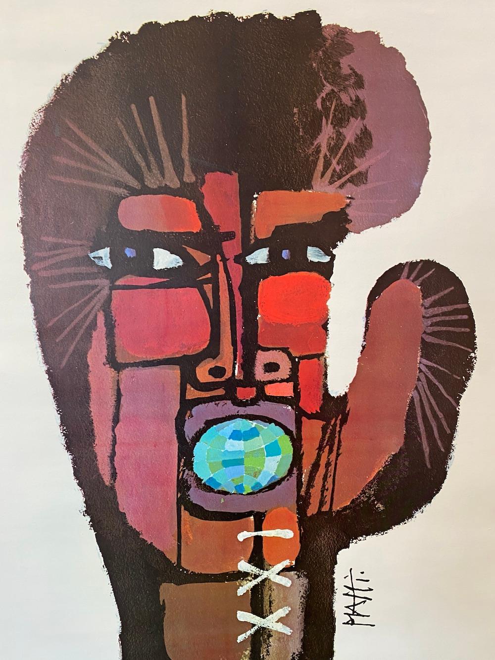 Mid-Century Modern Muhammad Ali 'THE WORLD HEAVYWEIGHT CHAMPIONSHIP' Original Vintage Poster, 1971