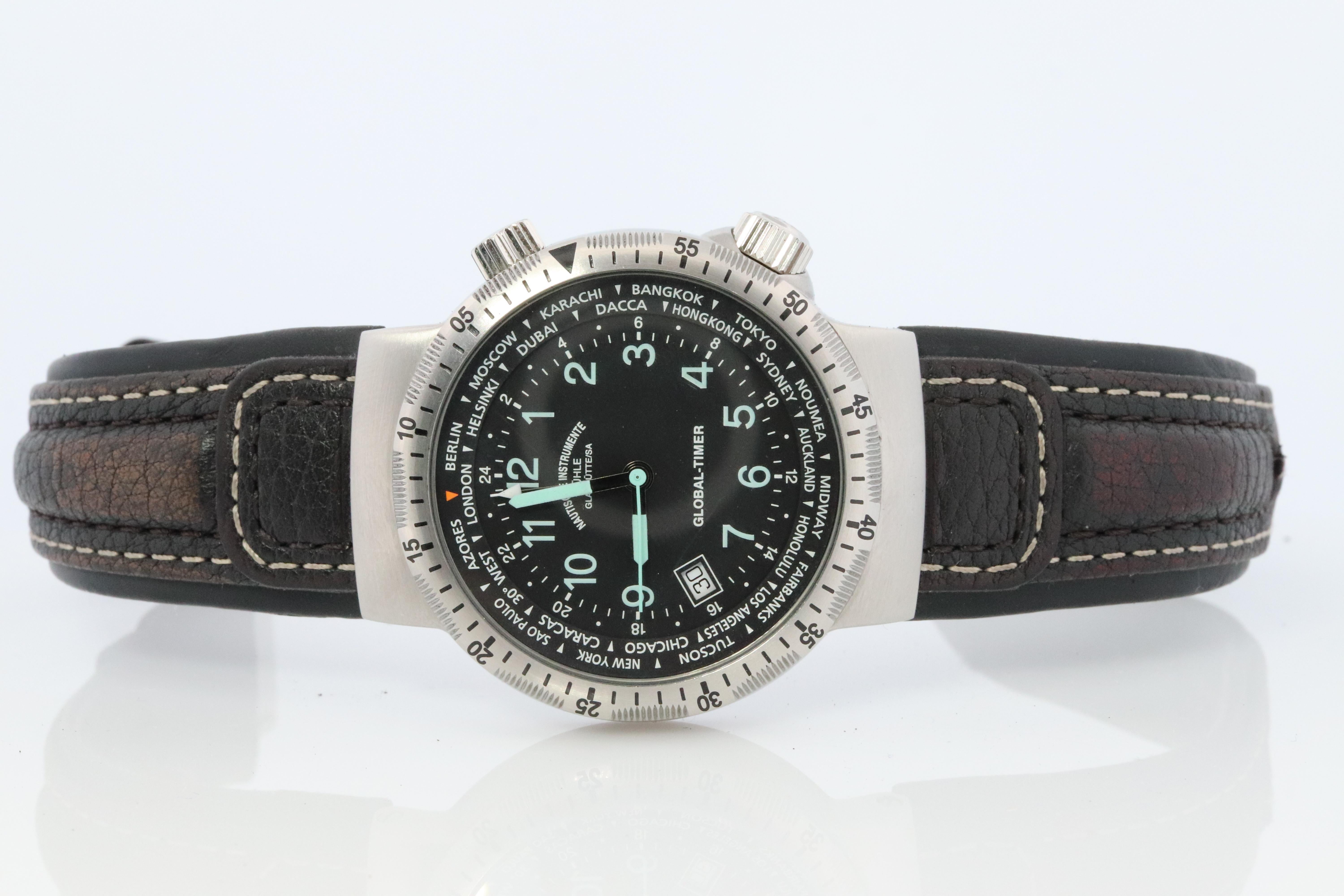 Muhle Glashutte Global Timer Watch. M1-41-13 Lufthansa Cargo Mens Watch. In Good Condition For Sale In Port Charlotte, FL