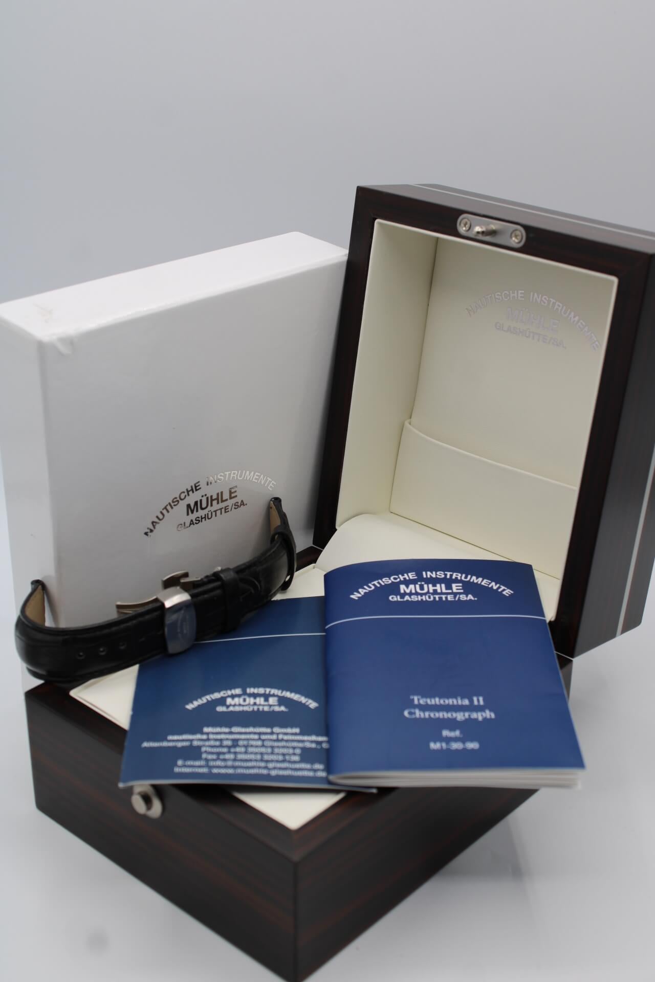 

Mühle Glashütte M1-30-90 from 2023 in almost perfect condition. Yes it needed a little polish but its now ready to go beautifully presented with box and papers and an original signed Mühle Glashütte black leather strap with deployment