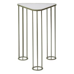 Muhly Outdoor Side Table in Sage Powdercoat with Cool White Glass