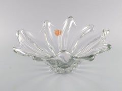Muhr, France, Large Bowl in Clear Mouth-Blown Art Glass with Wavy Edge, 1970s