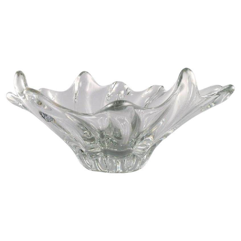 Muhr, France, Large Bowl in Clear Mouth-Blown Art Glass with Wavy Edge, 1970s