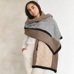 Muhu Brown Gray Pure Alpaca Scarf Hand Knitted In Peru By Women Artisans