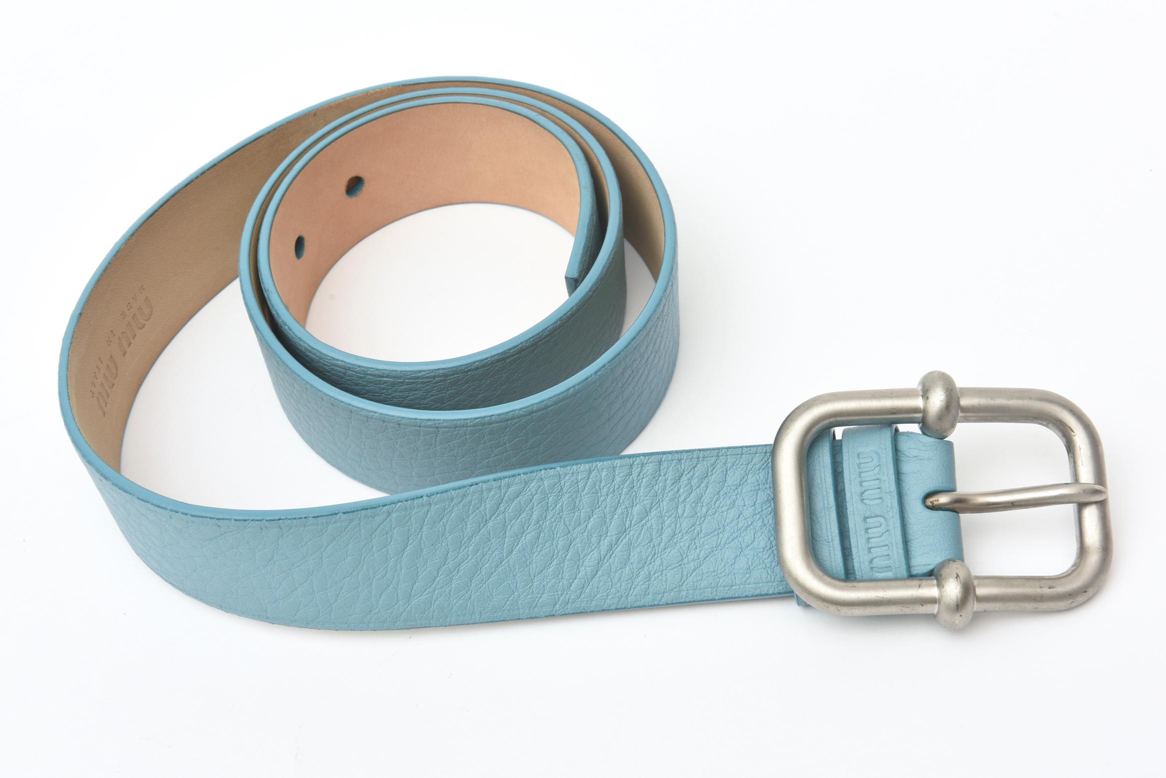 light blue leather belt