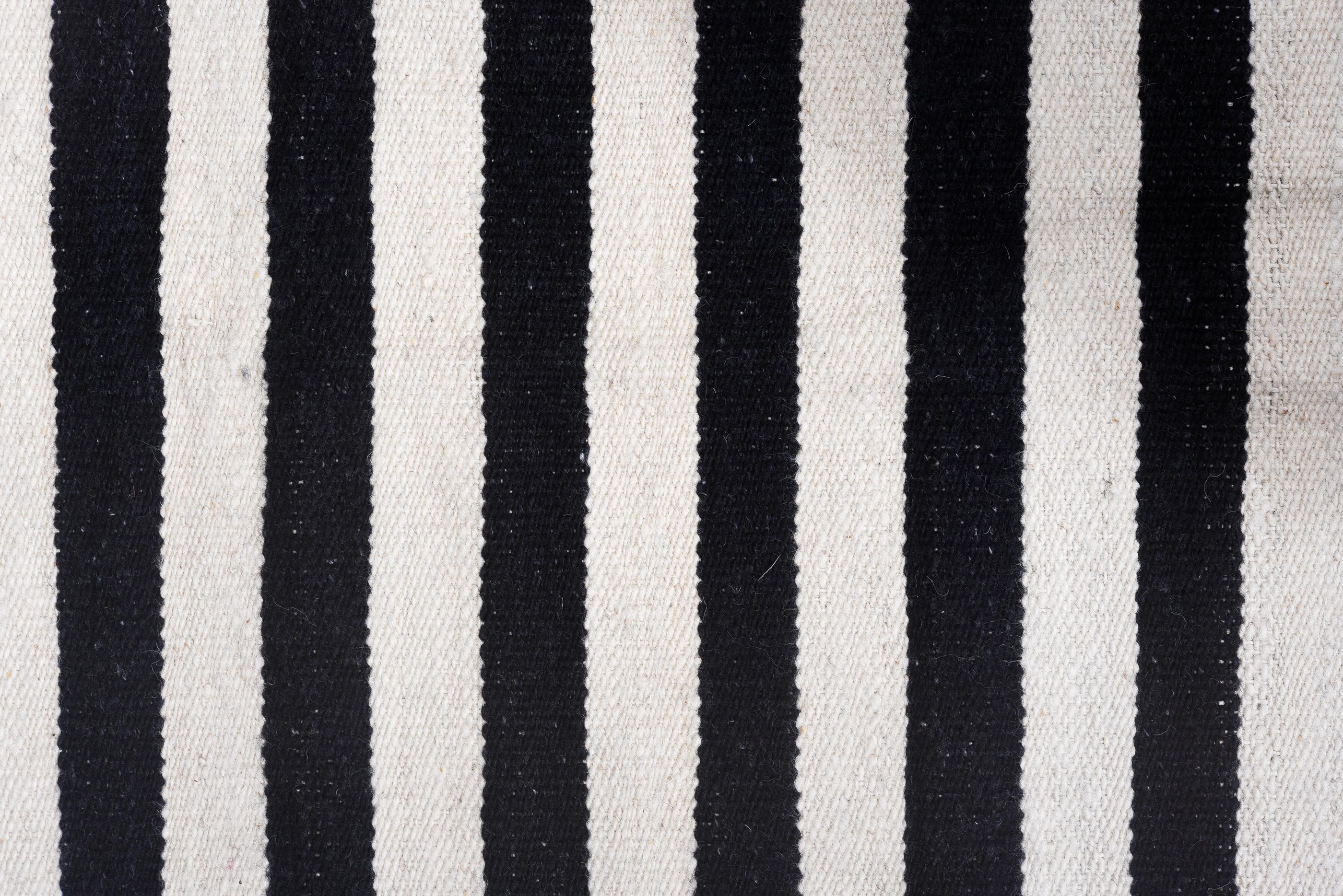 Muilti Stripe Black Kilim In Good Condition For Sale In New York, NY