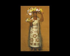 Mujer con Flores, after Spanish Colonial Oil Painting by Alfredo Ramos Martínez