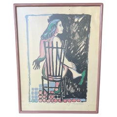 Vintage "Mujer Sentada" by Juan Torres Calderon