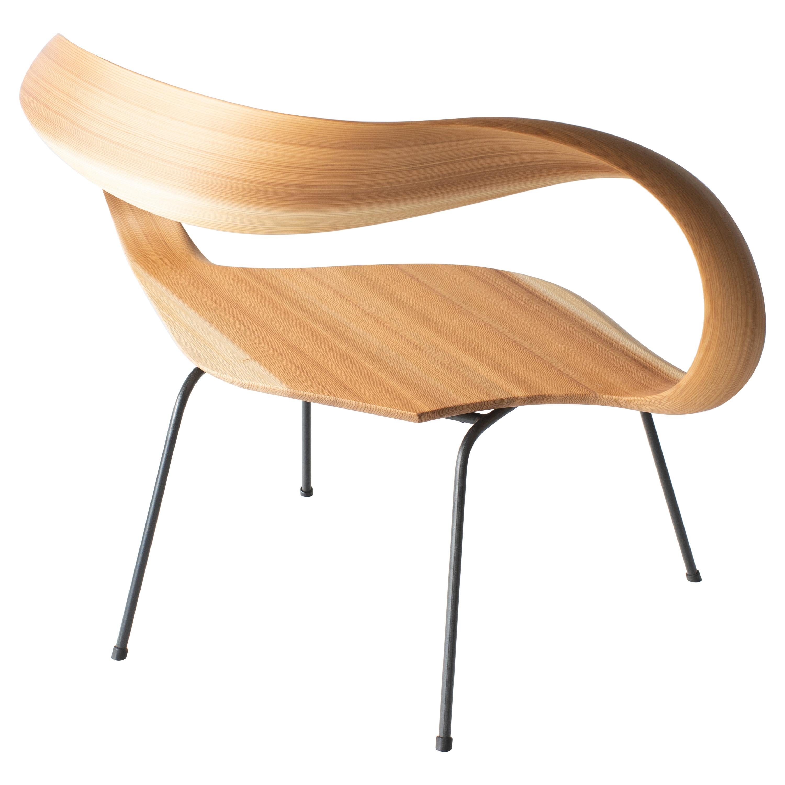 Muji 1 Seater Chair Chaise en bois courbé de style contemporain japonais en vente