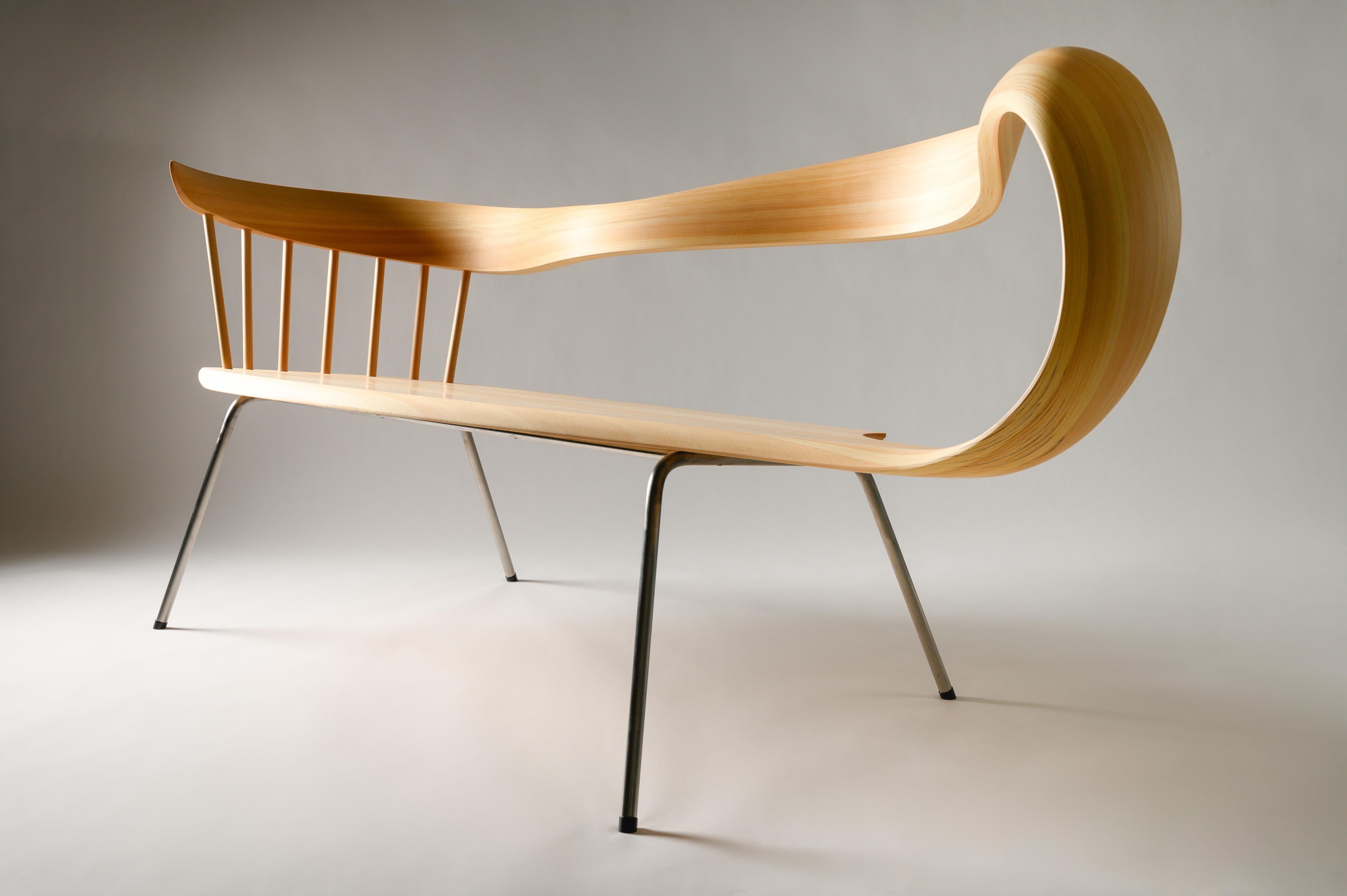 Muji 2 Sitzer Stuhl 2 Japanischer Contemporary Style Bugholzstuhl (Moderne) im Angebot