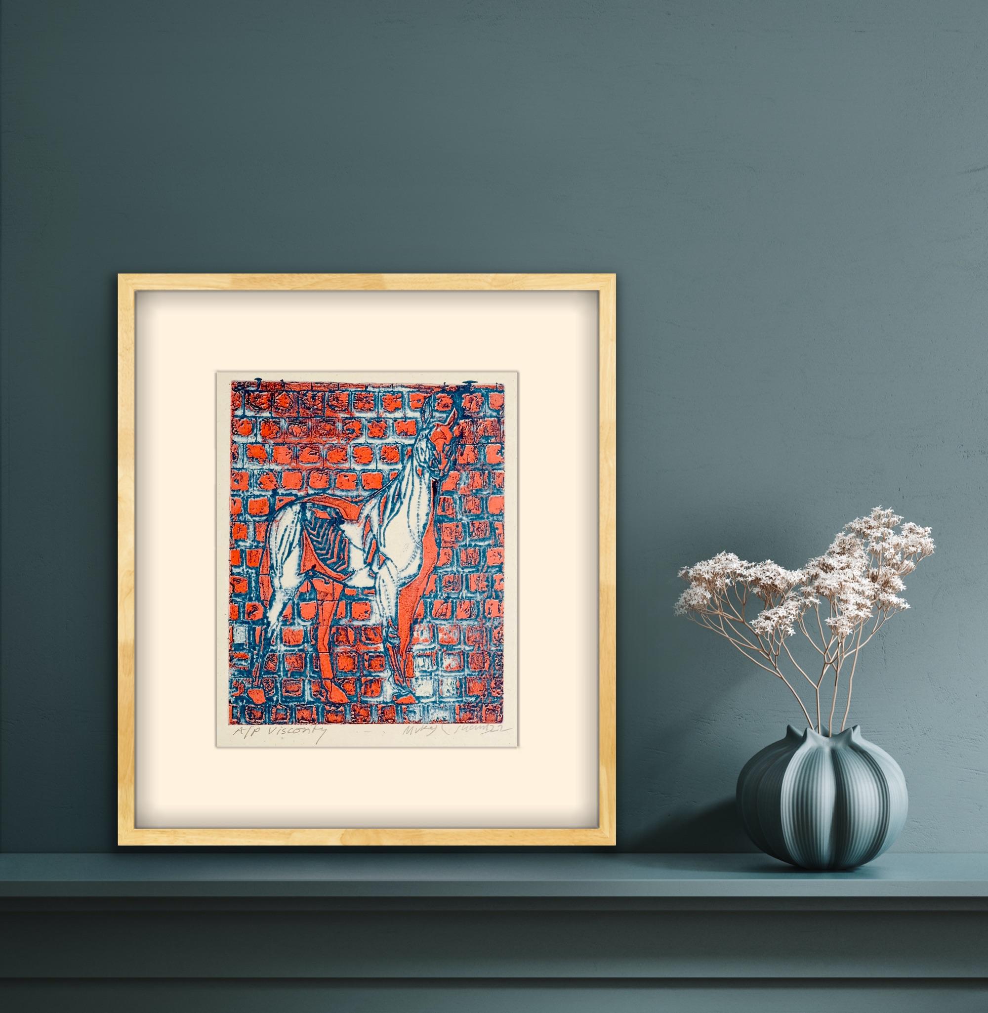 Abstract India Landscape Rajasthan Tarzan Horse Viscosity Print Nature Teracotta For Sale 3