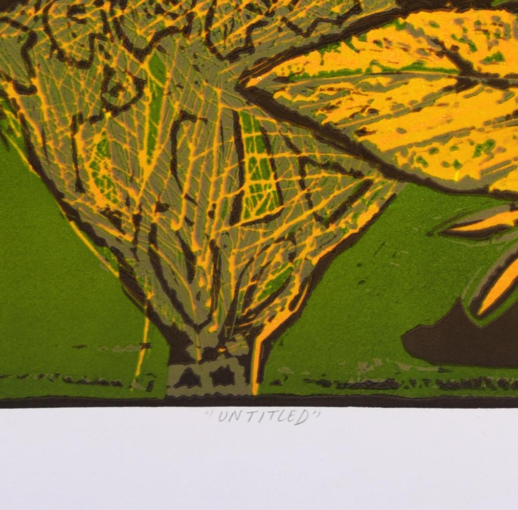Paesaggio astratto India Edizione 3/5 Stampa Linocut Natura Greene & Greene Foglie in vendita 6