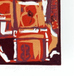 Abstrakte Landschaft Indien Auflage 3/5 Linolschnitt Druck Natur Rot Orange Schwarz