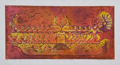 Abstract Landscape India Light Viscosity Print Yellow Red Orange Nature Harmony