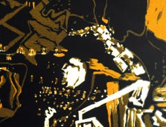 Paesaggio astratto Arte Indiana Edizione 3/5 Stampa Linocut Natura Arancione Australia