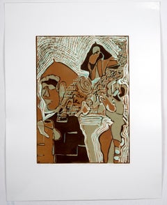 Abstract Landscape Indian artist Natural Pigments Australia Earth Brown Blue