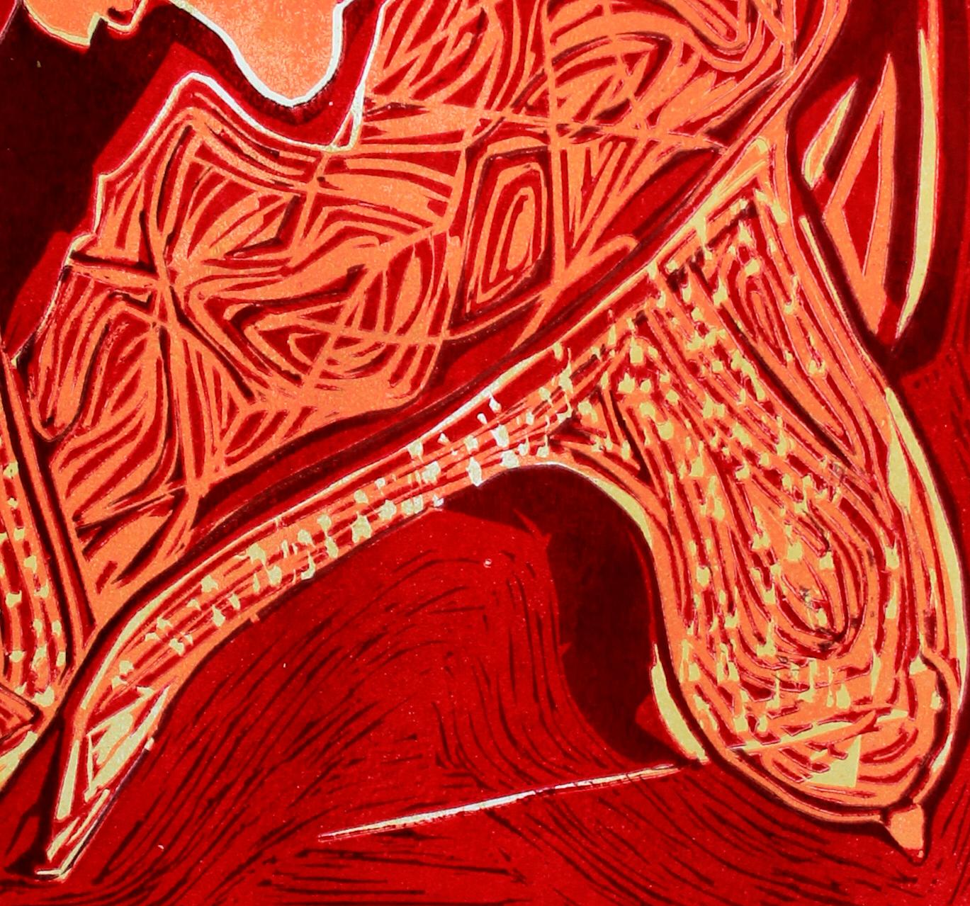 Hay una comprensión natural y cruda en los grabados de Mukesh Sharma que tanto representan como están influidos por las comunidades Rajastani de su ciudad natal en la India rural. En estas impresiones artísticas de edición limitada, realizadas a lo
