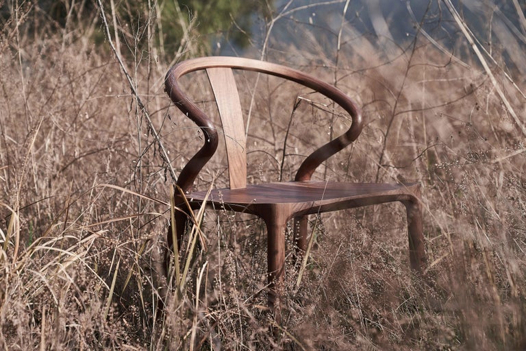 Modern Chinese Mulan Walnut Chair Japandi Style For Sale at 1stDibs