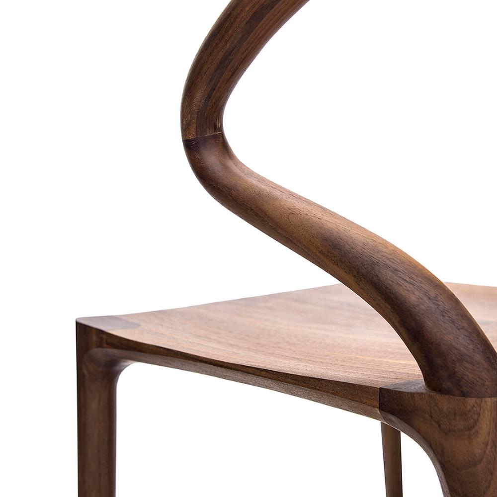 Modern Chinese Mulan Walnut Chair - Japandi Style For Sale 3