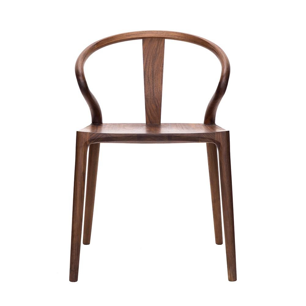 Modern Chinese Mulan Walnut Chair - Japandi Style For Sale 5