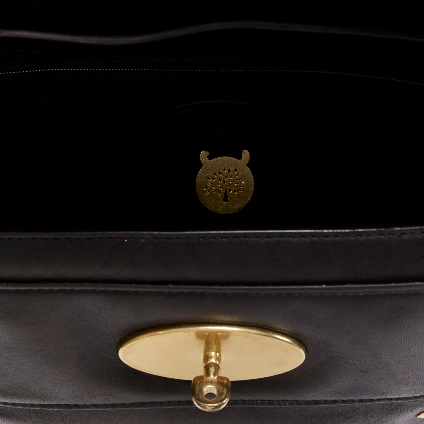 MULBERRY Alexa black calfskin gold vintage buckle straps satchel crossbody bag For Sale 6