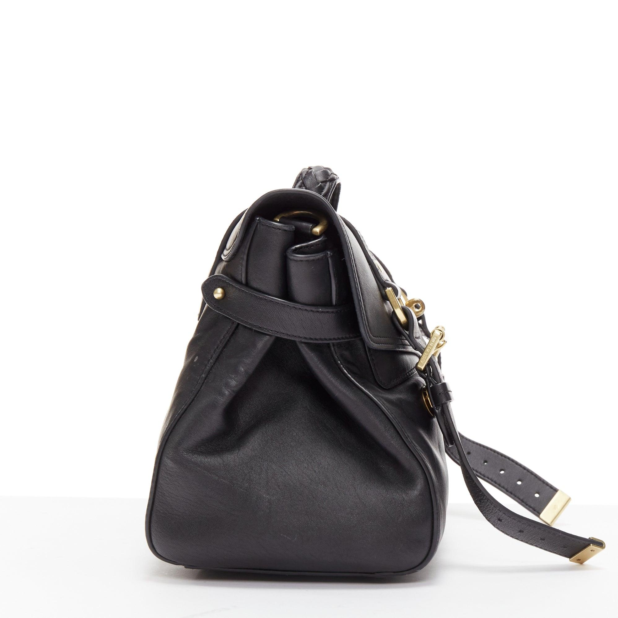MULBERRY Alexa black calfskin gold vintage buckle straps satchel crossbody bag In Good Condition In Hong Kong, NT