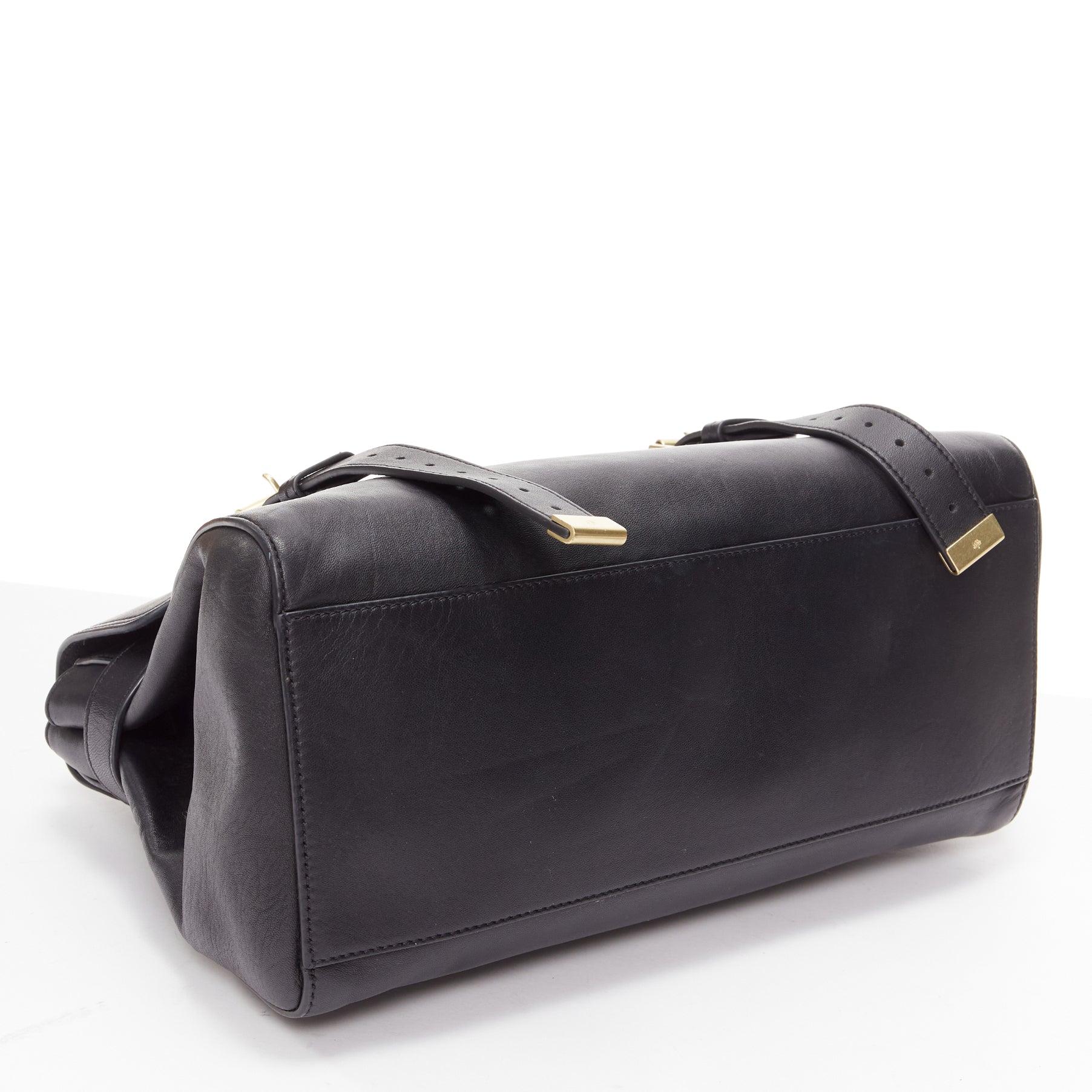 MULBERRY Alexa black calfskin gold vintage buckle straps satchel crossbody bag 2